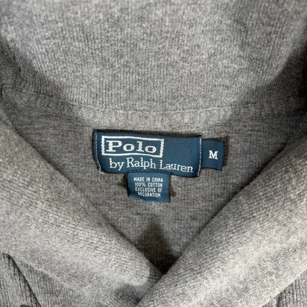 Polo Ralph Lauren Shawl Neck Sweater Mens Medium Gray Vintage Cotton Pullover